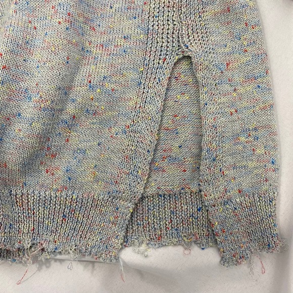 Altar'd State Slouchy Chewed Hem Sweater Women S Gray Rainbow Confetti Boho - Picture 6 of 8